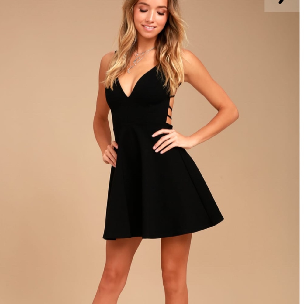 Lulu's "Believe in Love" Backless Skater Dress
